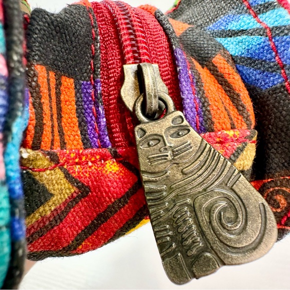 Laurel Burch Canvas Colorful Cat Face Change Purse - Picture 4 of 13